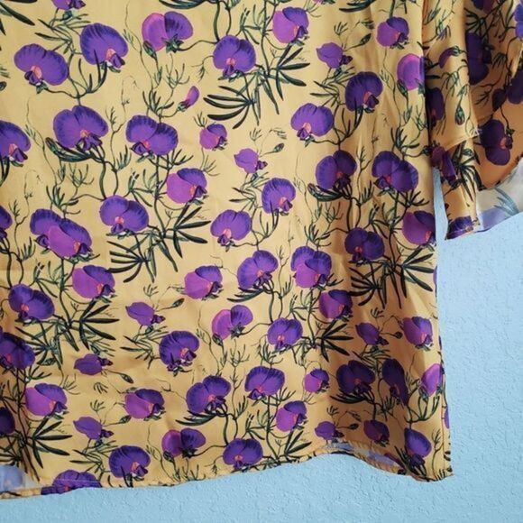 Delfi Yellow Floral Ruffle Sleeve Blouse - Picture 4 of 7